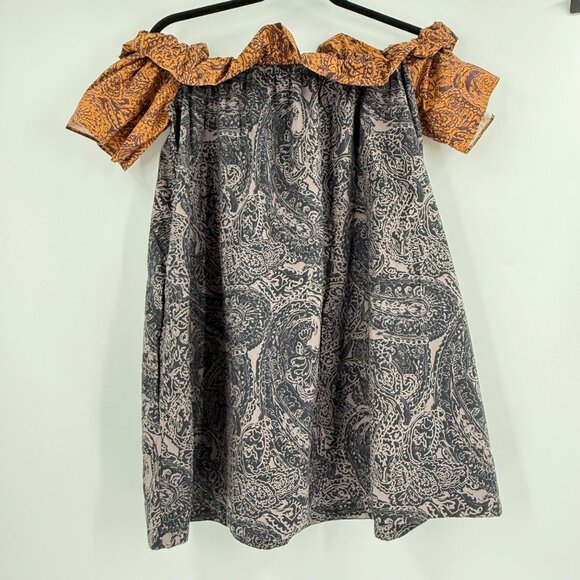 Free People Off-Shoulder Paisley & Floral Dress 100% Cotton Made In India, Size - Picture 2 of 7